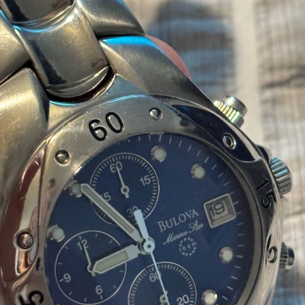 Bulova Men's Silver Stainless Steel Watch with Blue Dial - Picture 6 of 11